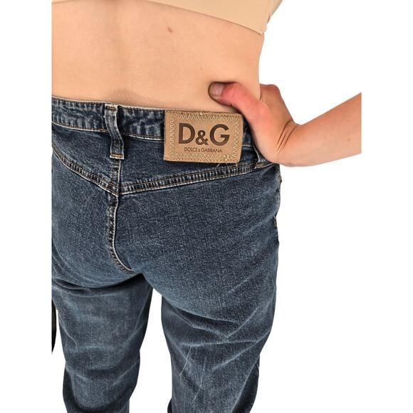 Vintage 1990s Y2K Dolce & Gabbana Womens Sz 4 Dark Wash Bootcut Blue Jeans - Picture 4 of 6